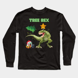 Tree Rex, Tree Rex Christmas, Dinosaur Christmas, Christmas Dinosaur, Dinosaur Lover, Dinosaur Gift Idea, T Rex Christmas, Dinosaur Xmas, Funny Dinosaur Christmas Long Sleeve T-Shirt